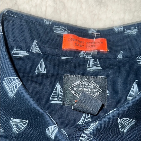 St. John's Bay Blue Casual Button Down Shirt Nautical Design - Picture 2 of 16